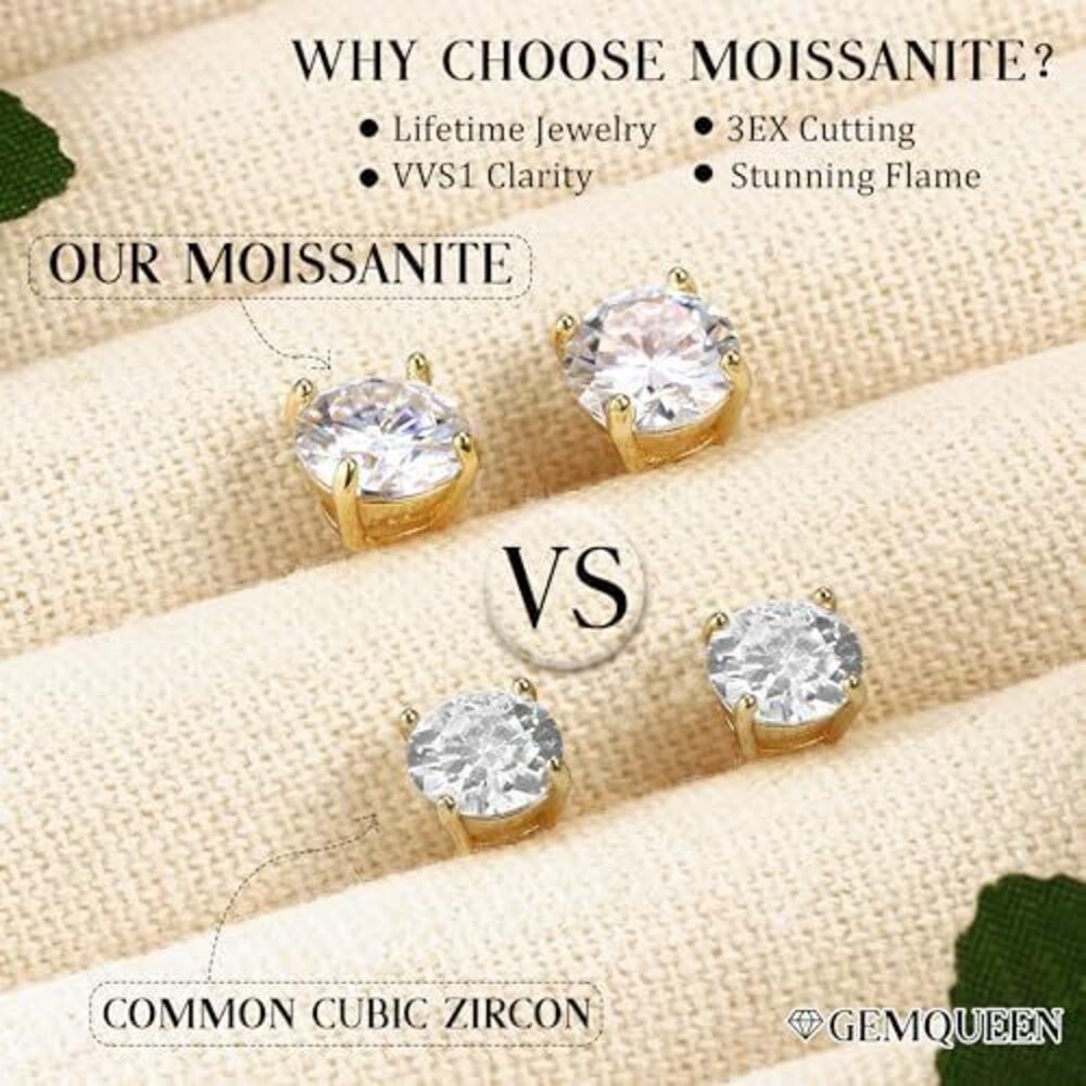 4450 Moissanite Earrings Studs : 18K Gold Plated 925 Sterling Silver - Picture 7 of 7